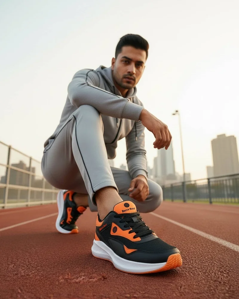 Bacca Bucci Black and Orange Jump Gym Shoes with Padded Insocks for Men | Best Price UAE